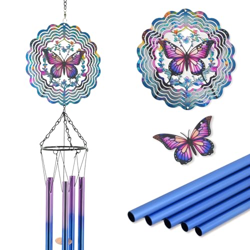 Image of Butterfly Wind Chimes for Outside, Butterflies for Mom, Birthday Gifts for Women, Sympathy Memorial Festival Gifts, Garden Decor for Outside, Patio, Yard, Home, Porch