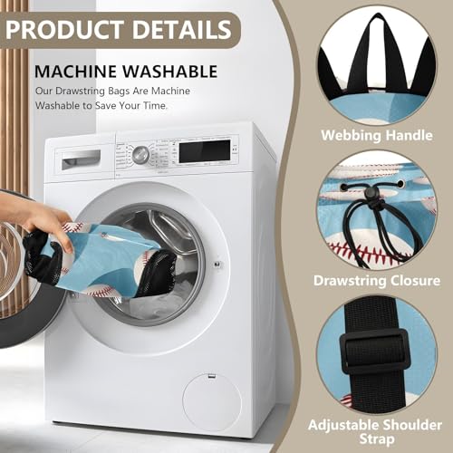 Mesh Gym Swimming Bags for Men & Women, Sport Baseball Balls Large Drawstring Backpack with Dry-Wet Pocket, Lightweight Gym Bag for Sports, Travel, Beach, Workout Gear3