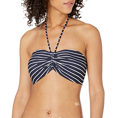 Tommy Hilfiger Women's Bandeau Bikini Top, Sky Captain Stripe, L