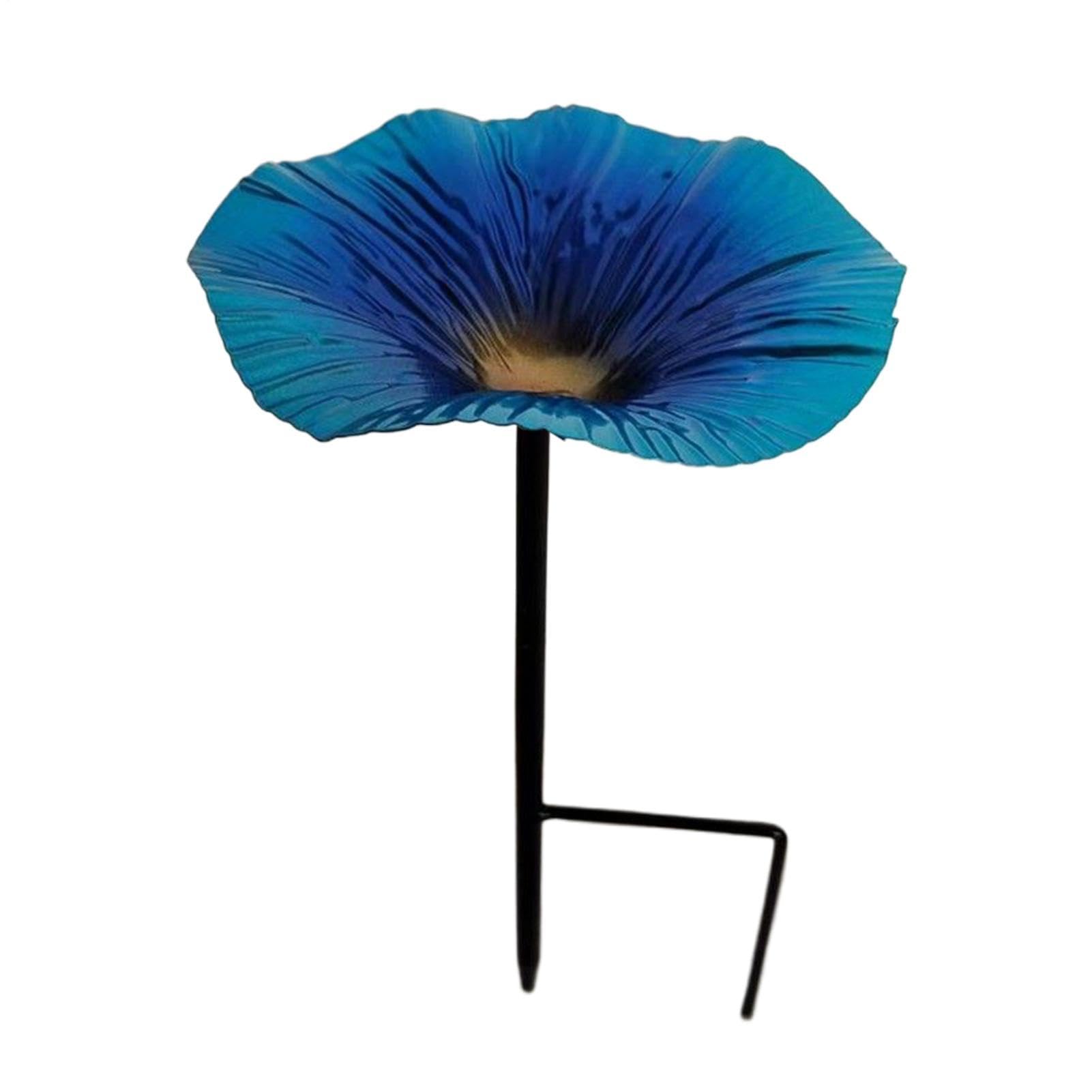 Bird Bath Metal Flower Birds Bath For Garden With Metal Stake Iron Birdbaths Bowl 25x14cm Bird Feeders Free Standing Flower Birds Feeding Station Waterproof Feeders Station Tray