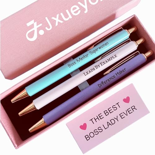 Jxueych Fancy Metal Pen Set with Inspirational Motivational Quotes Nice and Cute Boss Lady Gifts Teacher Pens Office Decor Coworker Employee Appreciation Gifts (Boss Lady)