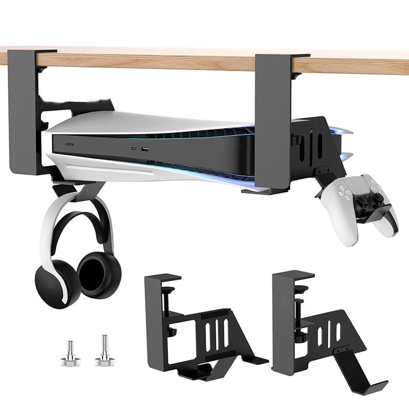 Supporto da appendere sotto la scrivania per PS5 e PS5 Slim Console Stand Headset & Gamepad nizer Desktop Gaming Controller Sto Solut