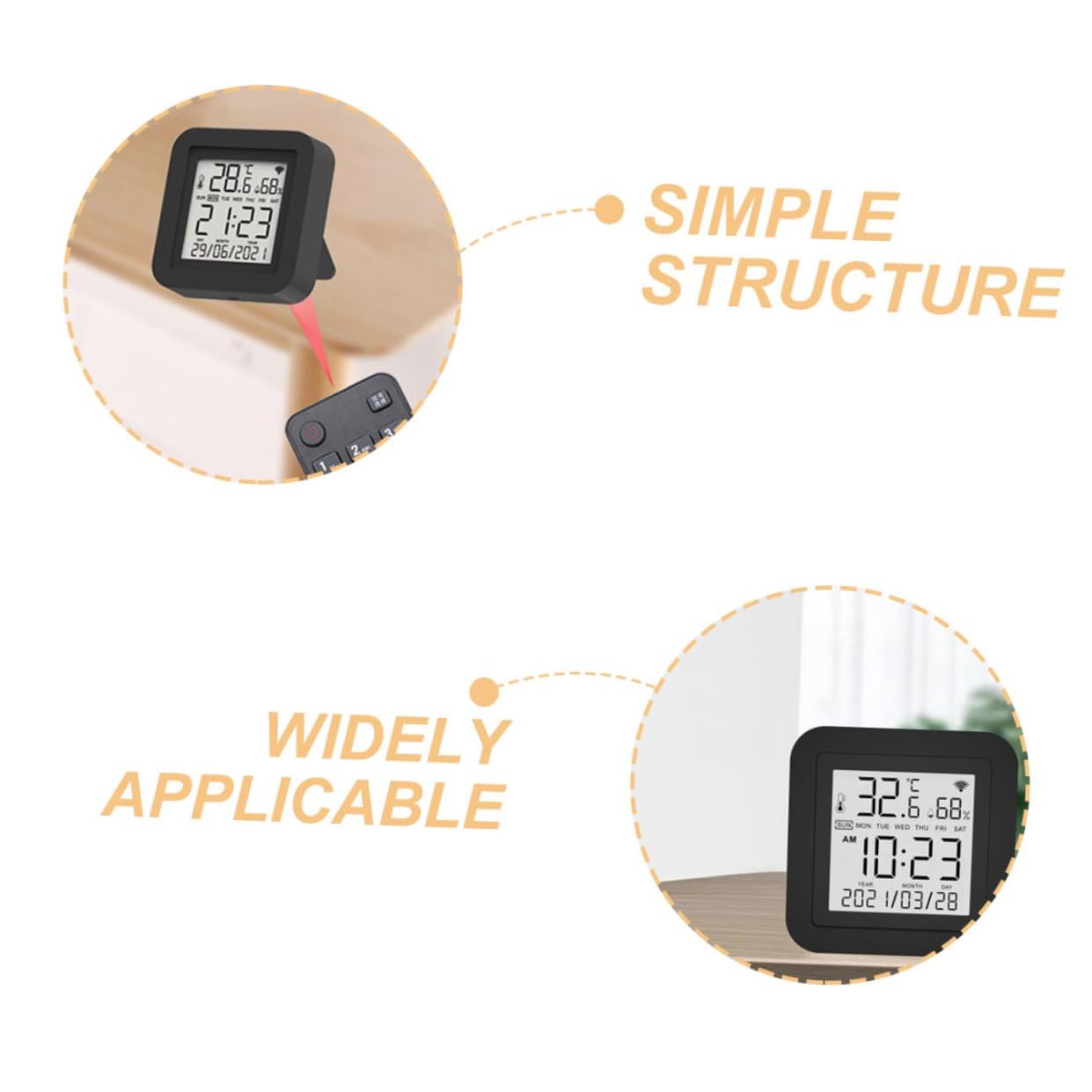 SUPVOX Misuratore di Umidità Digitale USB per Interni Igrometro Termometro Dispositivo Monitor Temperatura Domestica Utensile Casa Adatto per Giardinaggio Laboratori Stanze Ospedali