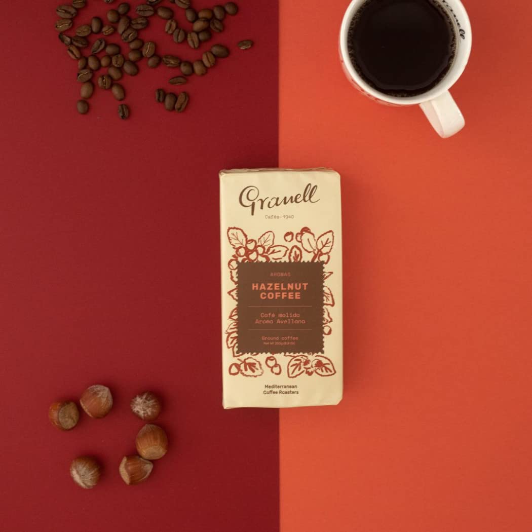 Granell Cafes-1940 Granell - Pack Dégustation Arômes | Café Moulu 100% Arabica avec une Legère Touche de Vanille, Cannelle, Chocolat ou Noisette | 4 Paquets X 250 Gr