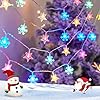 Aigostar 2 Pezzi 2.5m 25 LED Ghirlande Luci a Batteria Stella e Fiocco di Neve, 8 Modalità Catena di Luci Natalizie, IP44 Impermeabile con Timer per Interni ed Esterni, Festa, Camera da Letto (RGB)