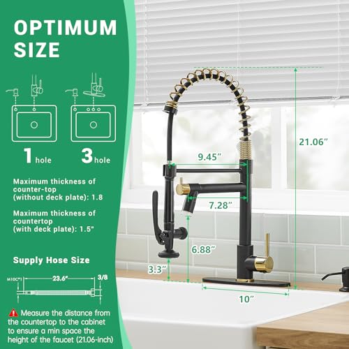 Image of Fapully Commercial Kitchen Faucets with Pull Down Sprayer Matte Black&Gold