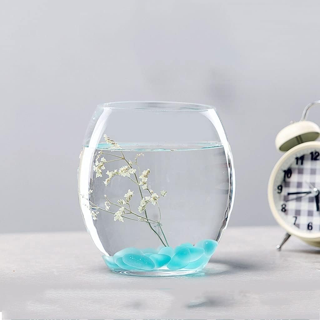 Fish Tank Glass Landscaping Water Tank Vase Bottle Big Turtle Fish Tank Fish Farming Creative Aquarium Ecological Round Goldfish Tank Glass Fish Tank(7.87IN)