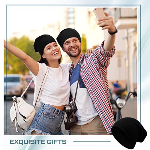 Xtinmee 48 Pieces Cotton Slouchy Beanie Bulk, Soft Lightweight Stretchy Summer Beanie Hip Hop Chemo Sleep Hat Skull Cap Baggy Unisex Black Beanie Adult Dwarf Hats For Men Women #TOP4