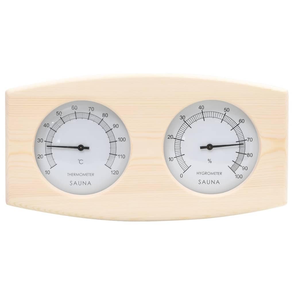 2-in-1 Sauna-Hygrothermograph und Sanduhr Set aus Massivholz Kiefer für Temperatur, Luftfeuchtigkeit und Saunazeit, geeignet für Wellness, Dampfbad und Spa