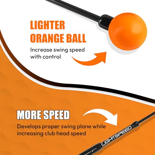 Image of Orange Whip Lightspeed Golf Swing Trainer Aid Patented & Made in USA- Speed Stick Improves Speed, Distance and Accuracy (45 inch)