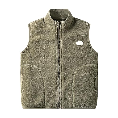 Kids Fleece Vest Sleeveless Zip up Front Collar Tank Tops Boys Warm Soft Coats Kids Girls Winter Coat