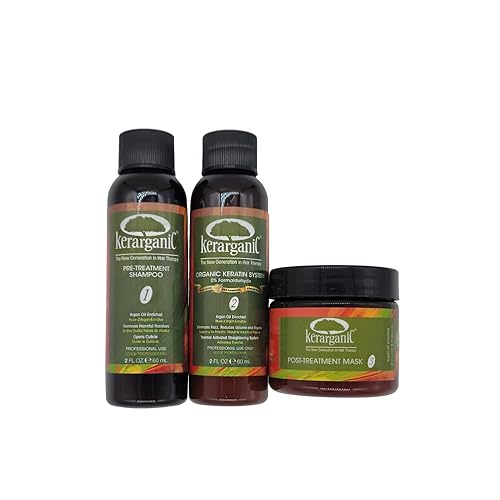 KERARGANIC - Juego de tratamiento de queratina orgánica sin formaldehído ingredientes naturales de 2 onzas para cabello liso sedoso suave kit de