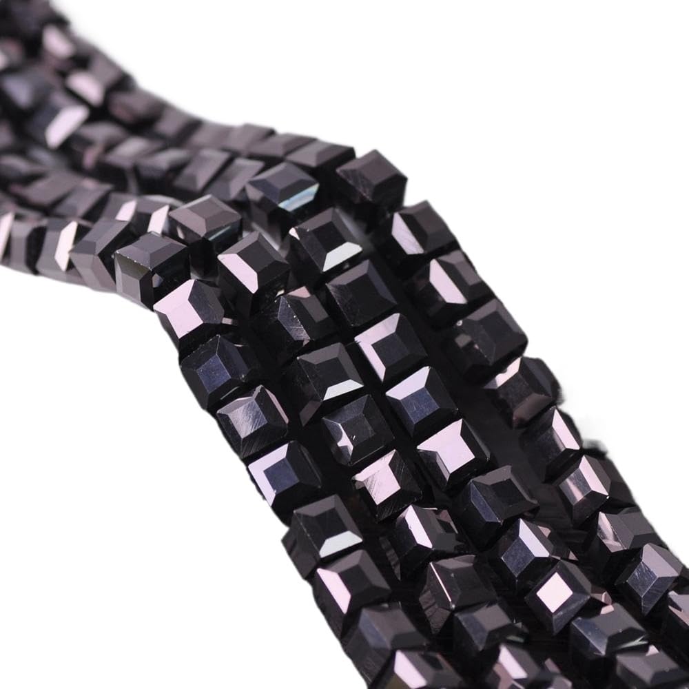 Jinfeuge Metal Black 3.0Mm /4Mm/ 6Mm/ 8Mm /10Mm Cube Square Faceted Czech Crystal Glass Loose Crafts Beads Wholesale Lot/Metal Black/8Mm 30Pcs