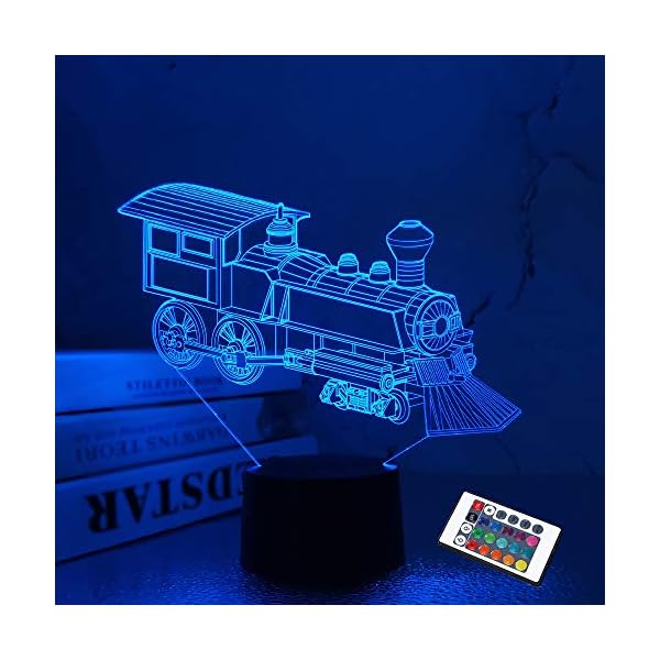 Zug Nachtlicht, 3D Illusion Lampe für Kinder, 16 Farben RGB mit Fernbedienung, Geburtstagsgeschenke für Kinder Jungen…