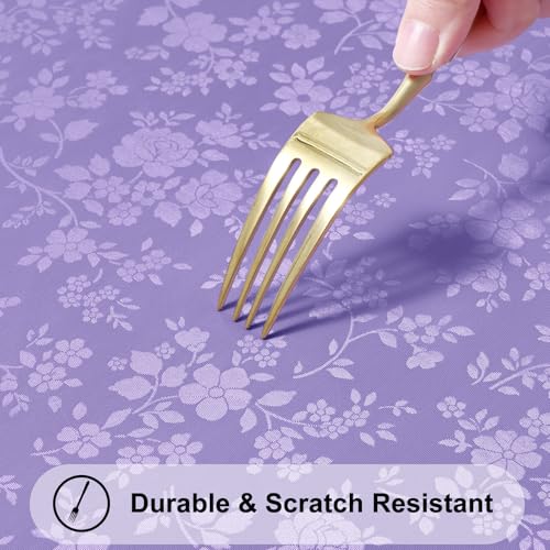 Image of Smiry Rectangle Table Cloth, Waterproof Heavy Duty Vinyl Tablecloths, Wipeable Washable Table Cover for Kitchen and Dining Room (Purple, 52 inch X 70 inch)