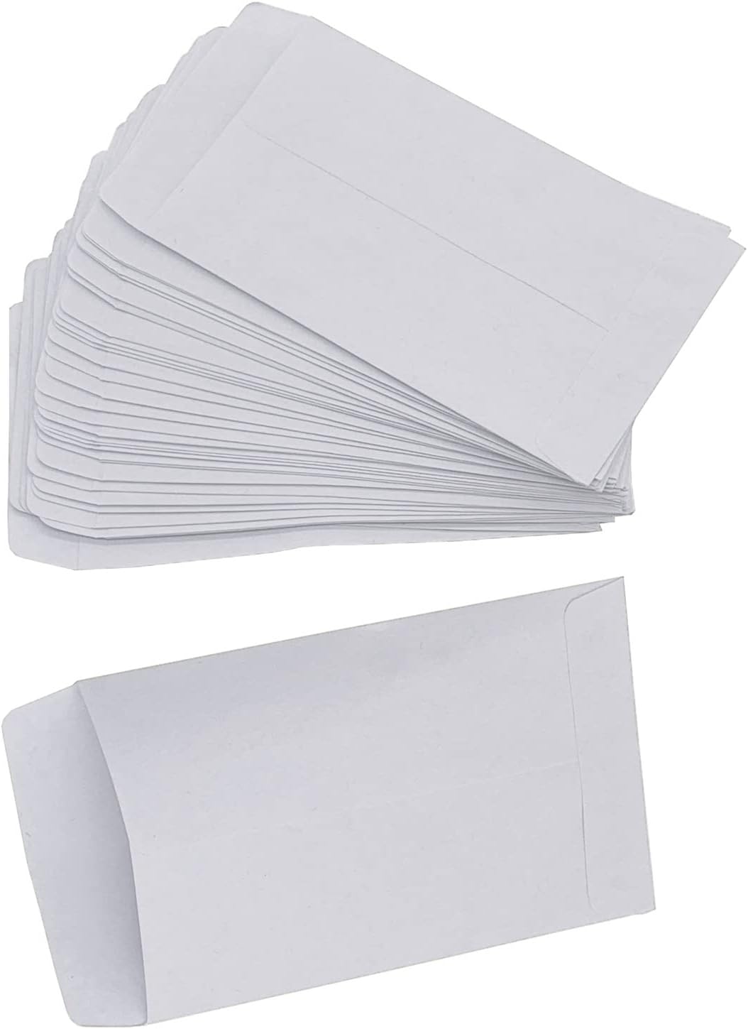 Small Envelopes, Cash Coin Money Envelopes 100 Pack Mini Seed Packet Tip White Envelope for Packing Small Parts Coins Notes Beads (2.4 x 3.9 inches)