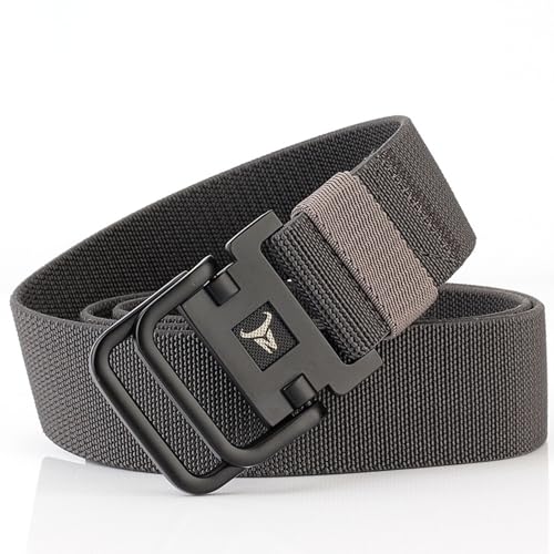 Double D-Ring Elastic Stretch Nylon Web Belt Durable Metal Buckle Travel Fishing4