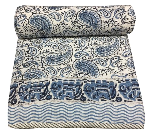 ExportindiaNew Indian Reversiable Dohar Throw AC Comforter AC Blanket AC Quilt Throw Home Decor Dohar (Twin Size 60x90 Inch)