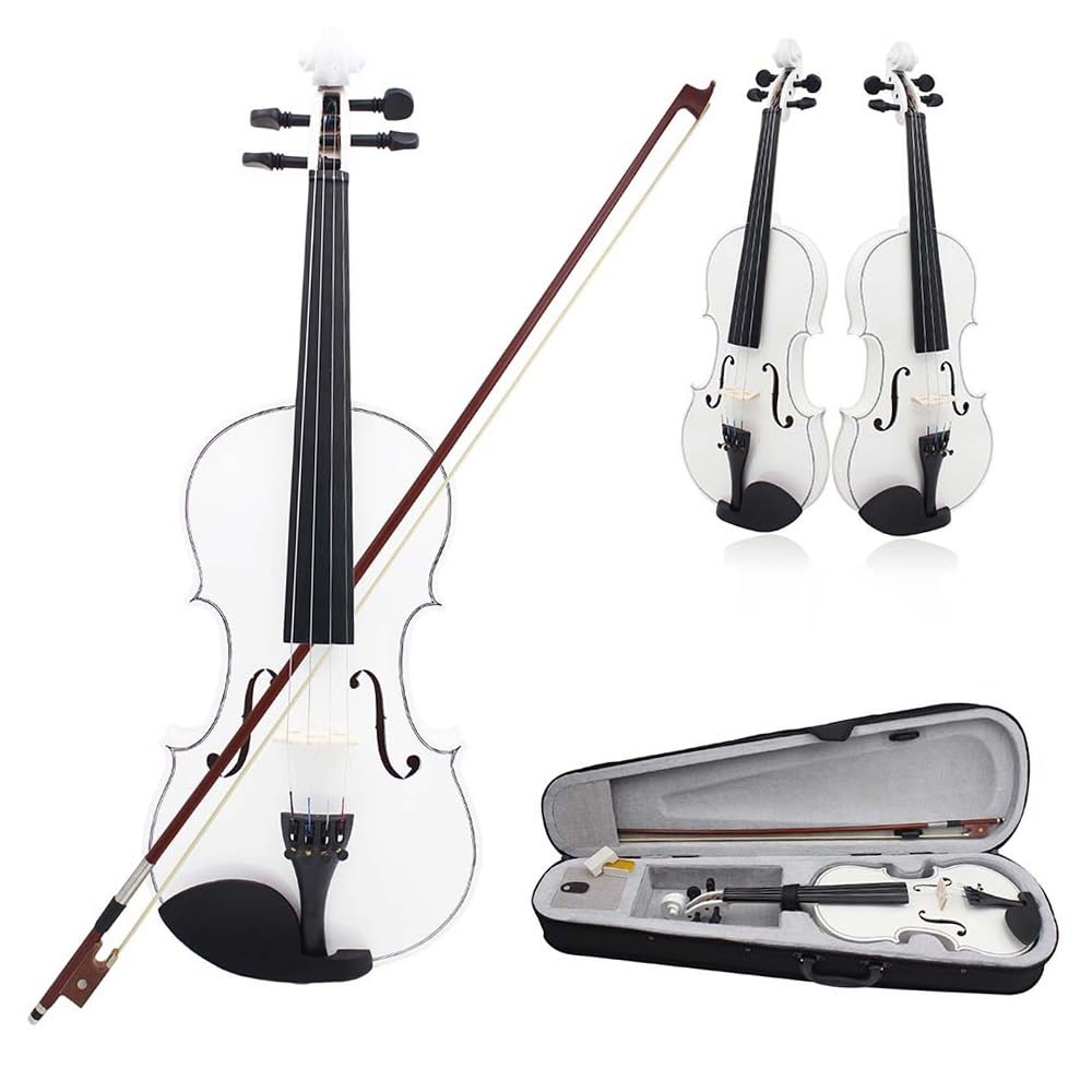 Violino Violino Popolare In Legno Massello Principiante Adulto Che Suona Il Violino 4/4 Violino(White)
