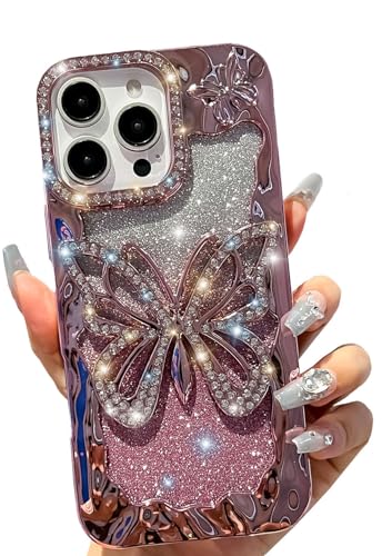 Coque iPhone 15 Pro Max papillon strass luxe dorée antichoc évidée