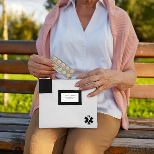 Image of MonMed Locking Storage Box Medicine Box Pill Organizer Travel Medicine Bag with Lock and Key Lock Bag Pouch in White