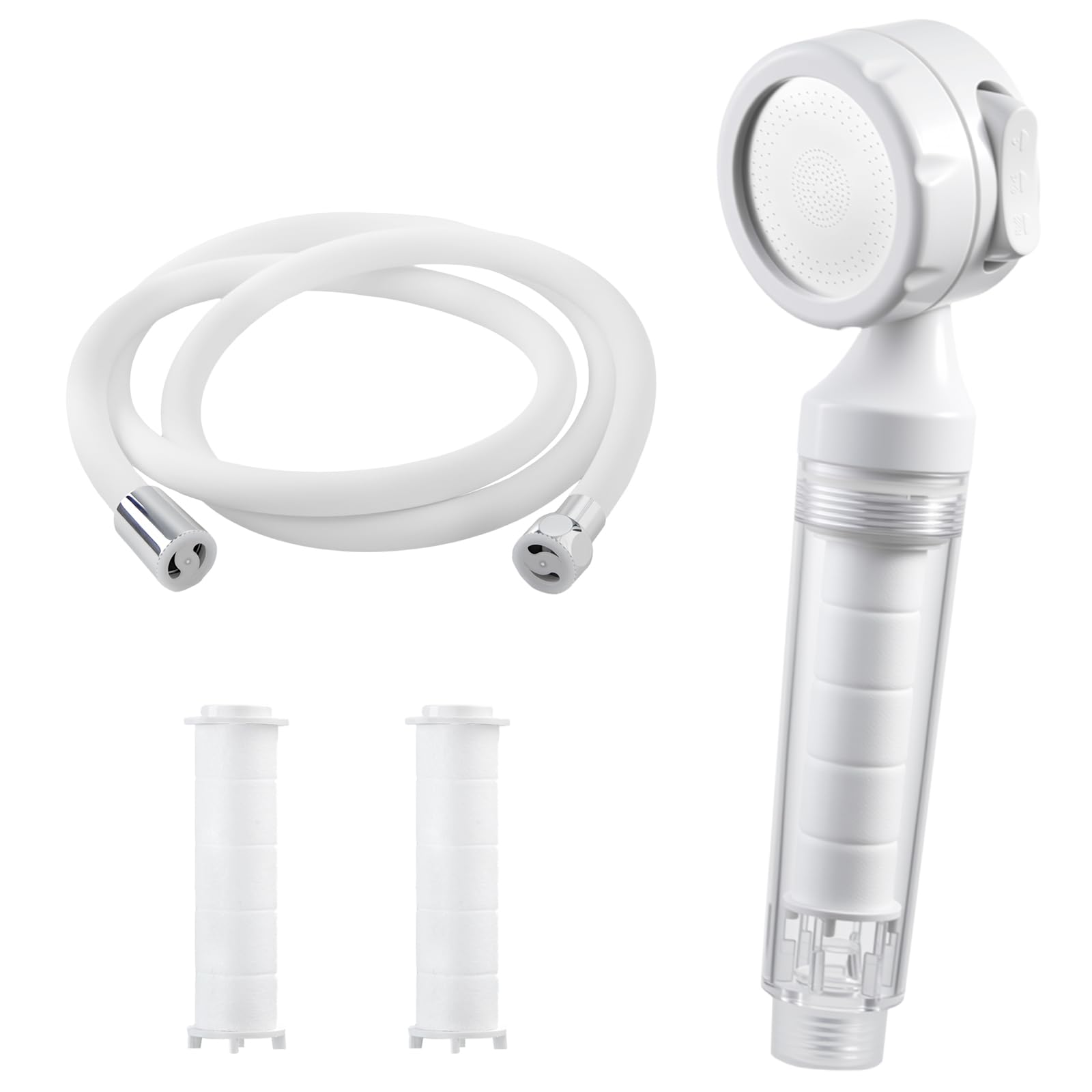 Travel Filter Shower Head Kit-Attached Shower Hose,Visible Filtered Shower Head Carbon & shower pipes made of PVC material|Good for Dry skin & Hair, Travel, RV, Bathroom