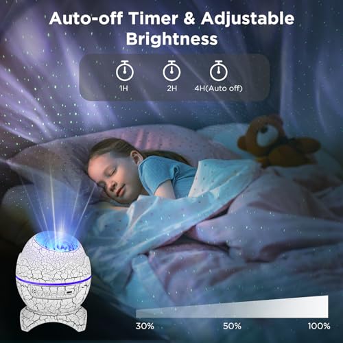 Image of Galaxy Projector Dinosaur Egg Star Light, Bluetooth Speaker Night Light with White Noise, Timer, Remote Control Color Changing Mood Lighting /Gifts Bedroom Decor