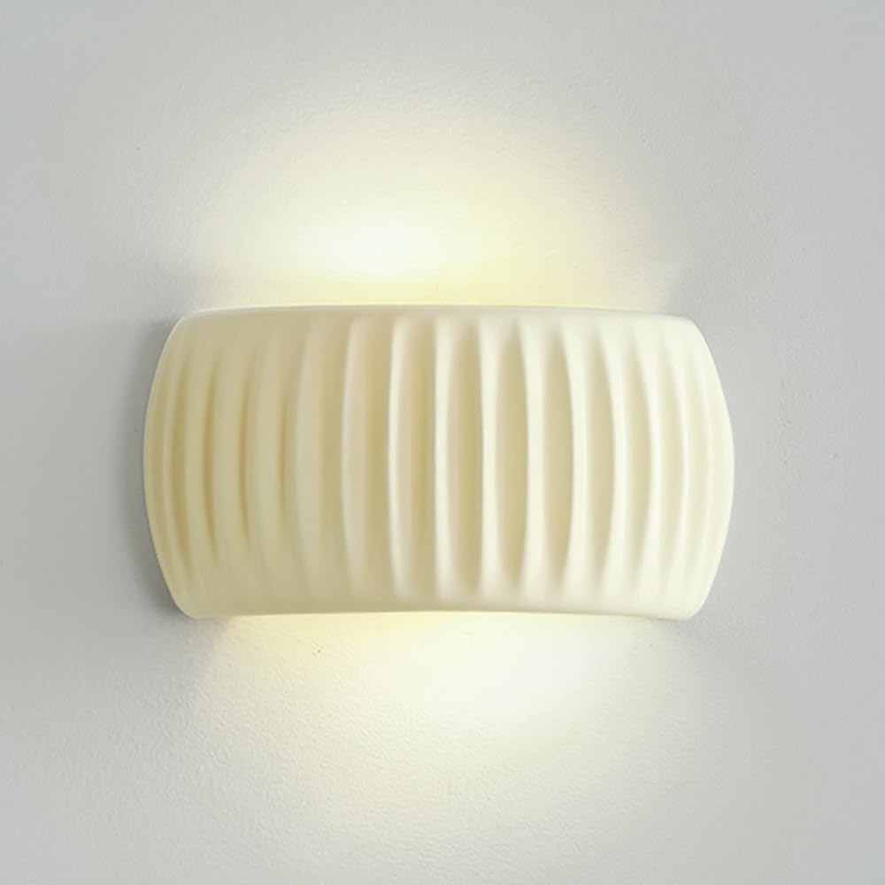 ITOSUI Art Wall Sconce - Half Round Wall Light with Pleated Finish for Stylish Indoor Lighting(Off-White)