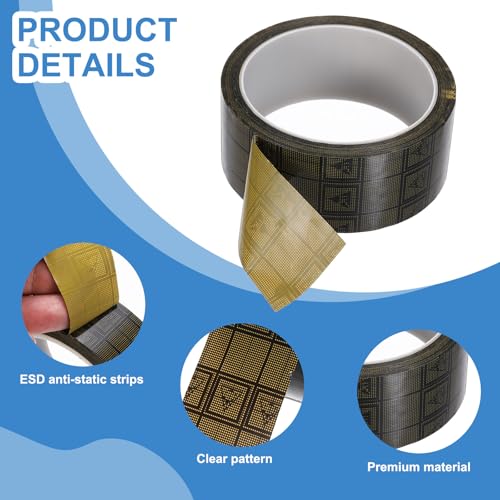 Image of PATIKIL Antistatic Tape, 2.36 Mil Thick, 1-9 /16 Inch x 39 Yards Conductive Adhesive Grid ESD Tape for Circuit Board Laptop Mobile Phone Communication Electronics Parts Black /Yellow