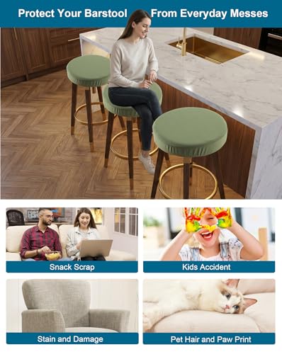 Image of CRFATOP 4 Pack Waterproof Green Bar Stool Covers Round Seat Slipcover,M