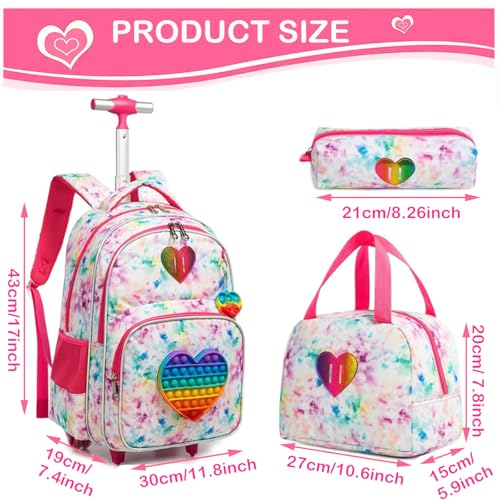 Wheeled Backpack for Kids Rolling Backpack with Wheels for Elementary School Students Lightweight Carry On Luggage Durable Travel Backpack for Boys Girls (10801T-3 Pink)2