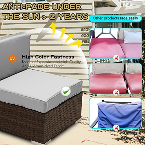 13 Pack Outdoor Patio Cushions Replacement Covers Fit For 8 Pieces 6-Seater Wicker Rattan Furniture Conversation Set Sectional Sofa Seat Cushion Pillow,Water-Resistant Fadeless,Grey-Covers Only #TOP3