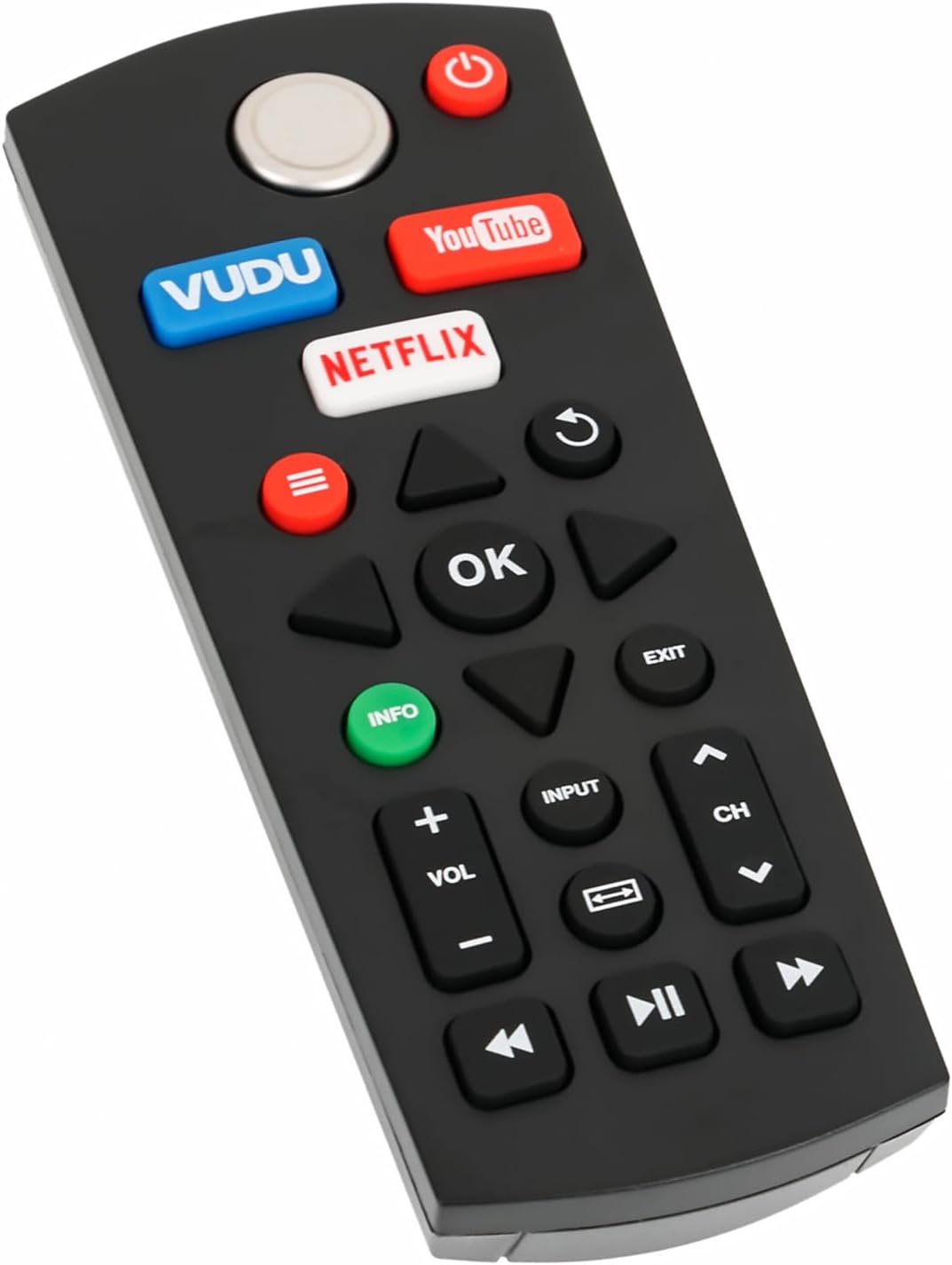 Angled view of the AIDITIYMI replacement remote control, highlighting button layout