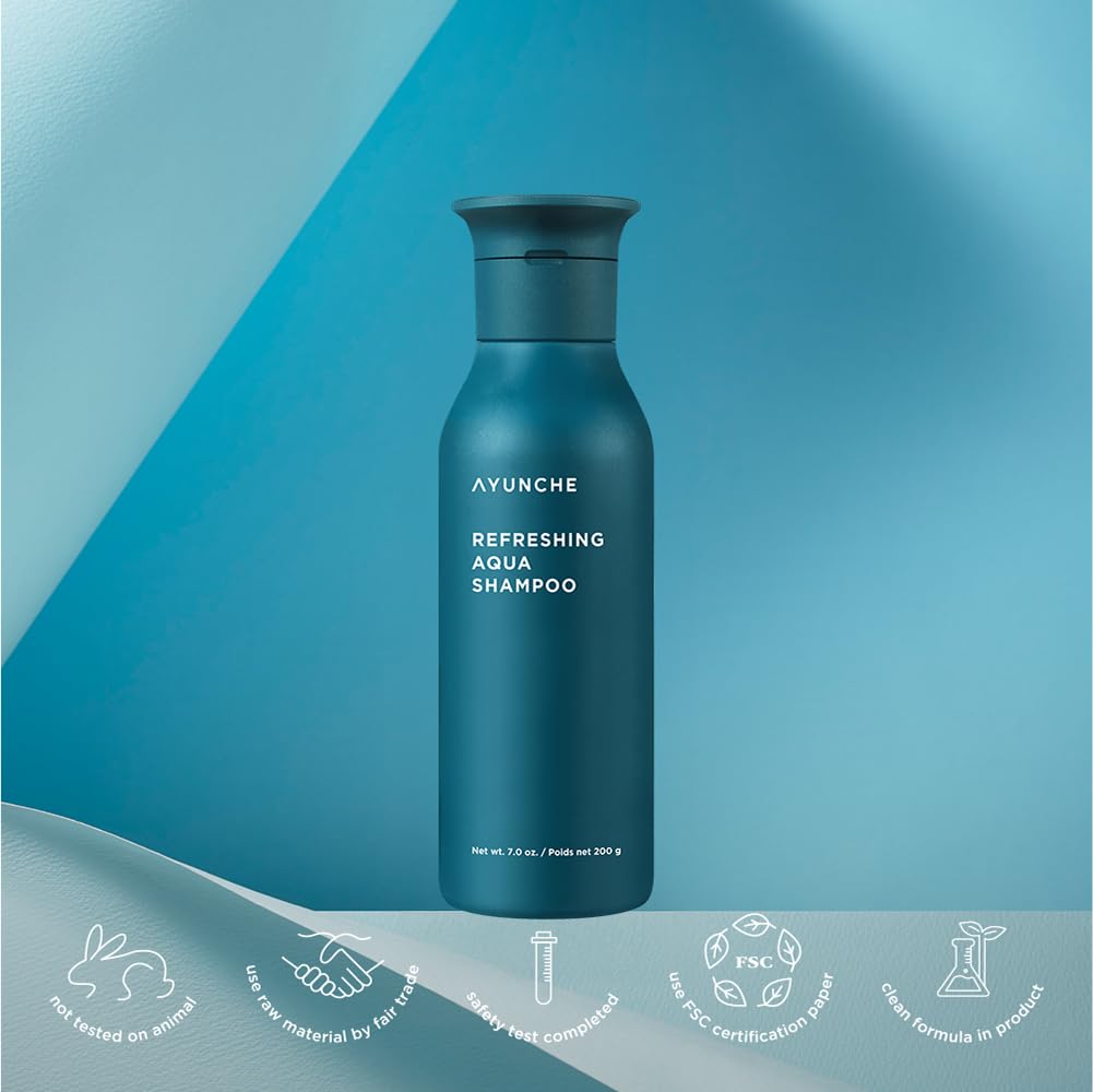 AYUNCHE Refreshing Shampoo for Clean Oily Scalp, 7.1oz - Deep Purifying & Cool Down, Powerful Cooling & Deep Cleansing, Anti-Dandruff Shampoo, Korean Salon Brand - Image 8