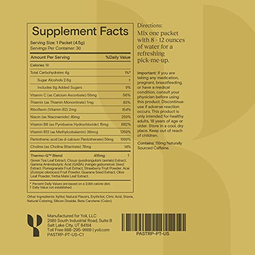 Image of Yoli Passion Energy Powder Mix, Variety Pack, Sugar-Free, 30 Packets Box | Sugar-free variety energy drink mix with green tea and guarana for endurance, stamina, and daily performance for adults.