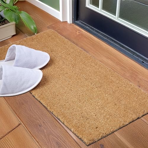 Image of Encasa XO Coir Door Mat, Commercial Entry Mat, Anti Slip PVC Back Natural