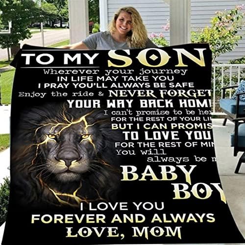 QQYXCA Personalized Throw Gift Blanket To My Daughter Son Gift From dad ,From Son Daughter Message Letter Printed Quilt Warm Fleece Blanket - Christmas Birthday Bed Blanket (Daughter Son to dad)