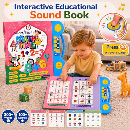 Image of Braintastic Math Time Interactive Sound Book for Kids | Educational Learning Book with Sound Buttons | Numbers, Shapes, Time, Addition & Subtraction Learning Toy for Toddlers & Preschool Children