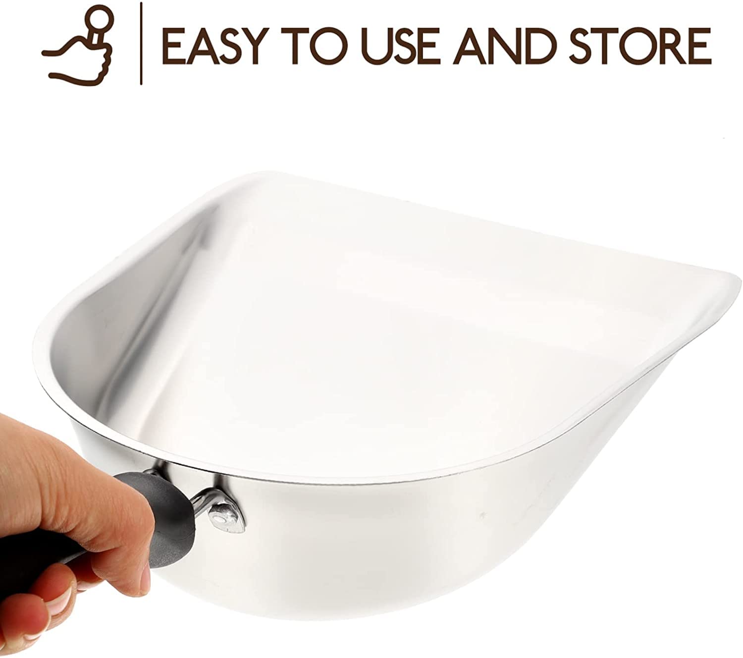 AKAZI Edelstahl-Schaufel Edelstahl-Mehl-Schaufel mit flachem Boden, Eiswürfel, Pulver, Scooper, Milch, Teegeschäft, Metall-Eisschaufel für Eismaschine, Küche, Bar, Schaufel, Kinder-Multitool