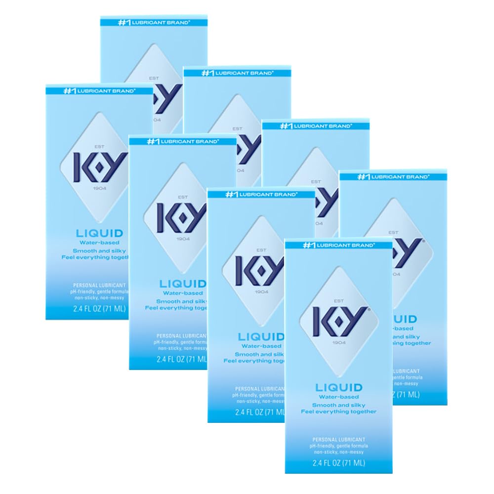 K-Y Liquid Classic Water-Based Body Friendly Formula 2.4 Fl Oz Personal Lubricant for Wetter Sex for Men, Women and Couples & Safe to Use with Latex Condoms (8 Pack)