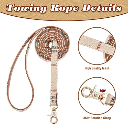Image of EXPAWLORER Dog Collar and Leash Set - Classic Plaid Dog Bow Tie and Dog Bandana Collar with Bell, Dog Leash Tangle Free, Adjustable Collars for Small Medium Large Dogs Cats, Holiday Ideal Gift