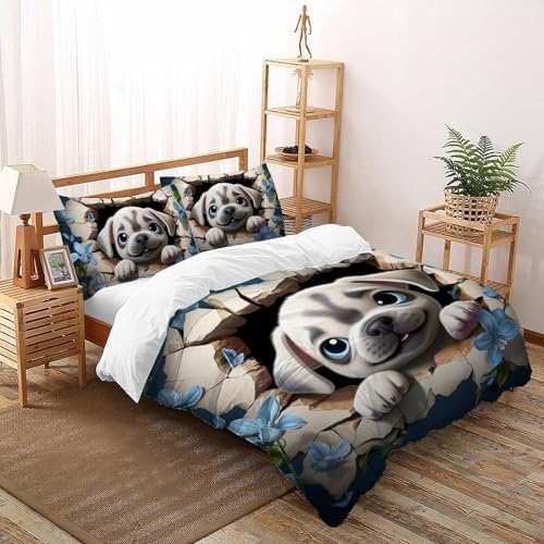 AutumnWinds Höhlenhunde Luxury 1800 Microfiber Bettwäsche-Set, 3D-Lochbruch, 3-teilig, XL Größe, Ultraweich & Atmungsaktiv Double(200x200cm)