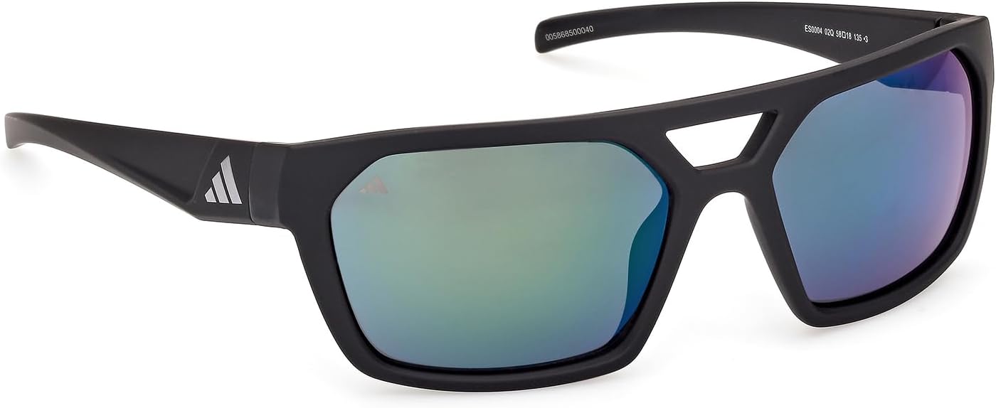 Adidas Men's Sunglasses, Matte black/Green mirror