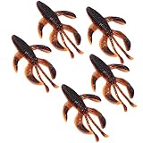 5 señuelos de Pesca, señuelo de Pesca Suave, Cebo de Cangrejo Flexible, señuelo de Pesca Suave, señuelo de Cebo Suave, Cebo de camarón de Pesca Suave Artificial para Agua Dulce y (Marrón)