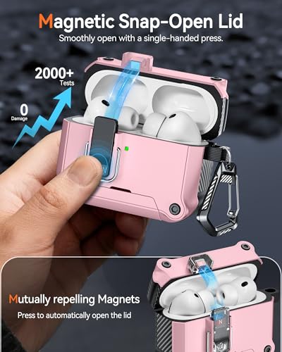 Image of Dual Safety Lock for AirPods Pro 3 Case 2025, Compatible with MagSafe | Designed with Automatic Switch and Phone Stand, Includes a Cleaner & Keychain - Rugged Tough Hard Shell