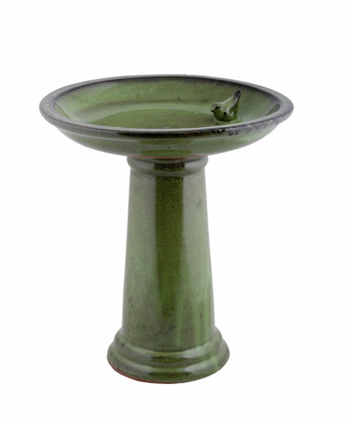 Dekorative Vogeltränke/Vogelbad aus Keramik mit stabilem Fuß. Ideal für Garten, Terrasse oder Balkon und perfekt als stilvolle Wasserstelle für Wildvögel. (Grün)