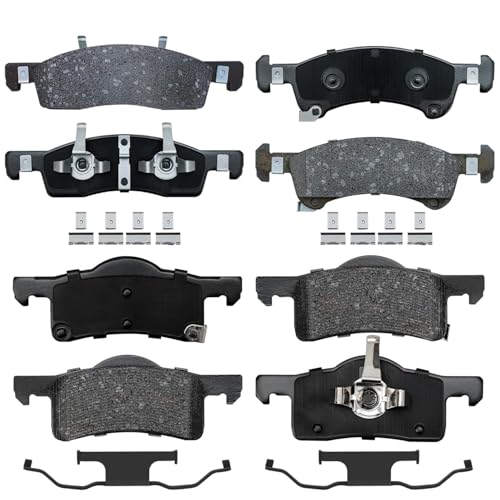Image of Detroit Axle - Brake Pads for 2003 2004 2005 2006 Ford Expedition | Lincoln Navigator, Front and Rear Ceramic Brake Pads with Hardware Replacement