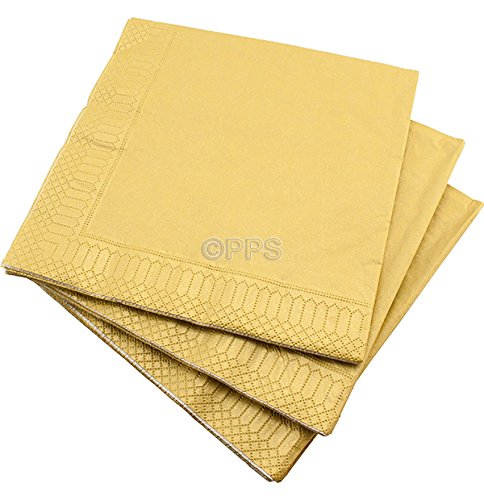 40 LUXURY 3 PLY GOLD PAPER NAPKINS - 40cm x 40cm Ideal for weddings, christenings, parties, bbq's etc