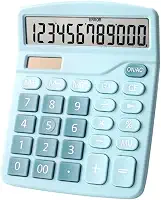 Calculadora de Mesa Cor Azul Visor Grande 12 Dígitos Solar E Pilha
