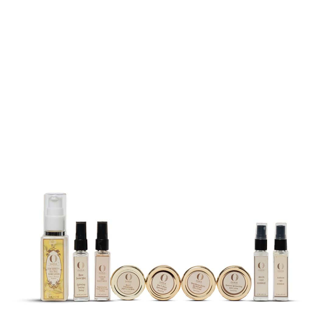 Ohria Ayurveda Women On The Go Gift Set | 9 Ayurvedic Essentials for Daily Skincare & Wellness | Hydrating, Nourishing & Refreshing | Perfect Gift for Women Ohria Ayurveda Women On The Go Gift Set | 9 Ayurvedic Essentials for Daily Skincare & Wellness | Hydrating, Nourishing & Refreshing | Perfect Gift for Women